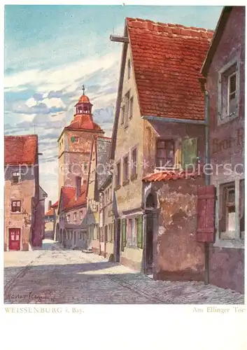 AK / Ansichtskarte Weissenburg__Bayern Altfraenkische Reichsstadt Partie am Ellinger Tor Aquarell von Gustav Luettgens Kuenstlerkarte 