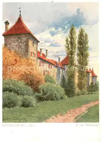 AK / Ansichtskarte Weissenburg__Bayern Altfraenkische Reichsstadt Stadtmauer Aquarell von Gustav Luettgens Kuenstlerkarte 