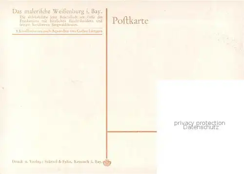AK / Ansichtskarte Weissenburg__Bayern Altfraenkische Reichsstadt Am alten Koenigshof Aquarell von Gustav Luettgens Kuenstlerkarte 