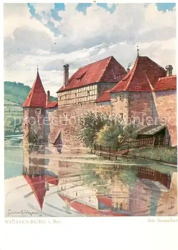 AK / Ansichtskarte Weissenburg__Bayern Altfraenkische Reichsstadt Seeweiher Aquarell von Gustav Luettgens Kuenstlerkarte 