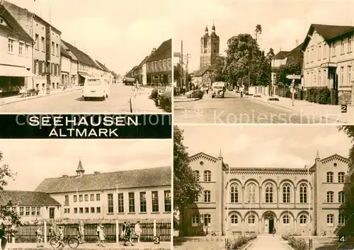 AK / Ansichtskarte Seehausen_Altmark Muehlenstrasse Lindenstrasse Schule der Freundschaft Windelmannoberschule Seehausen Altmark