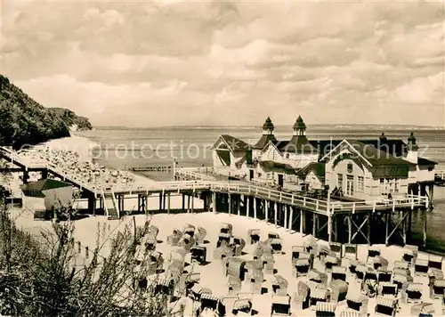 AK / Ansichtskarte Sellin_Ruegen Seebruecke Gaststaette Strand Sellin Ruegen