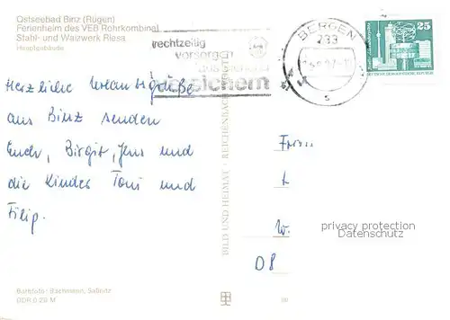 AK / Ansichtskarte Binz_Ruegen Ferienheim des VEB Rohrkombinat Stahl  und Walzwerk Riesa Binz_Ruegen