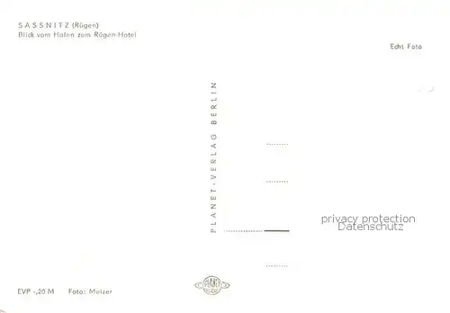 AK / Ansichtskarte Sassnitz_Ostseebad_Ruegen Blick vom Hafen zum Ruegen Hotel Sassnitz_Ostseebad_Ruegen
