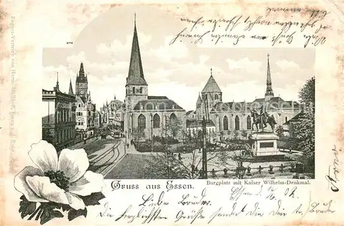 AK / Ansichtskarte Essen__Ruhr Burgplatz mit Kaiser Wilhelm Denkmal 