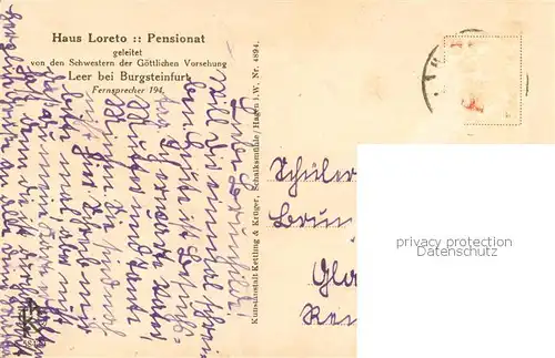 AK / Ansichtskarte Leer_Westfalen Haus Loreto Pensionat Klavierzimmer Leer_Westfalen