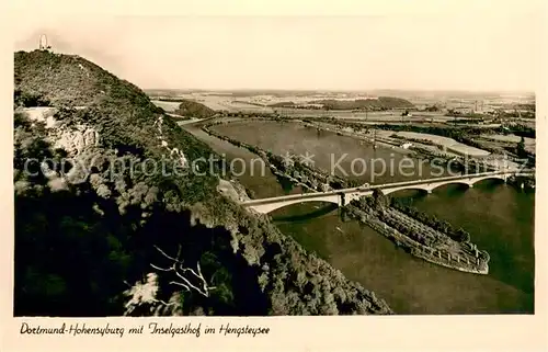 AK / Ansichtskarte Hohensyburg_Dortmund mit Inselgasthof im Hengsteysee 