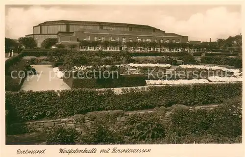 AK / Ansichtskarte Dortmund Westfalenhalle mit Rosenterrassen Dortmund