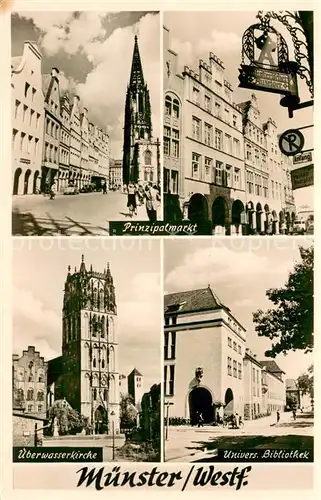 AK / Ansichtskarte Muenster_Westfalen Prinzipalmarkt ueberwasserkirche Universitaets Bibliothek Muenster_Westfalen