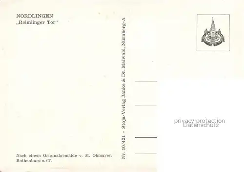 AK / Ansichtskarte Noerdlingen Reimlinger Tor Kuenstlerkarte Noerdlingen