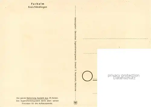 AK / Ansichtskarte Forheim Trachten der Heimat Jugendherbergsgroschen 10 Pf Forheim