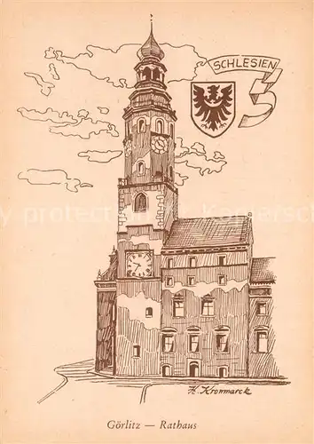 AK / Ansichtskarte Goerlitz__Sachsen Rathaus Zeichnung 