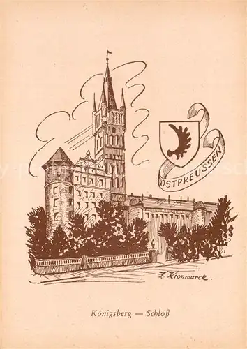 AK / Ansichtskarte Koenigsberg_Preussen Schloss Zeichnung Koenigsberg Preussen