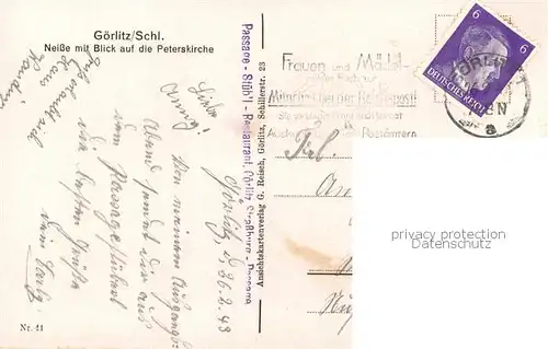 AK / Ansichtskarte Goerlitz__Sachsen Partie an der Neisse mit Blick auf die Peterskirche 