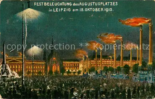 AK / Ansichtskarte Leipzig Festbeleuchtung des Augustusplatzes Zur Weihe des Voelkerschlachtdenkmals Stempel
 Leipzig