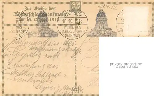 AK / Ansichtskarte Leipzig Festbeleuchtung des Augustusplatzes Zur Weihe des Voelkerschlachtdenkmals Stempel
 Leipzig