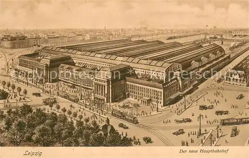 AK / Ansichtskarte Leipzig Der neue Hauptbahnhof Illustration Feldpost Leipzig