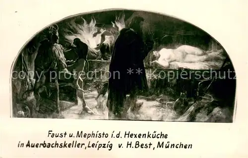 AK / Ansichtskarte Leipzig Faust und Mephisto in der Hexenkueche Gemaelde in Auerbachskeller Leipzig