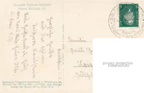 AK / Ansichtskarte Kriebstein Talsperre Kriebstein