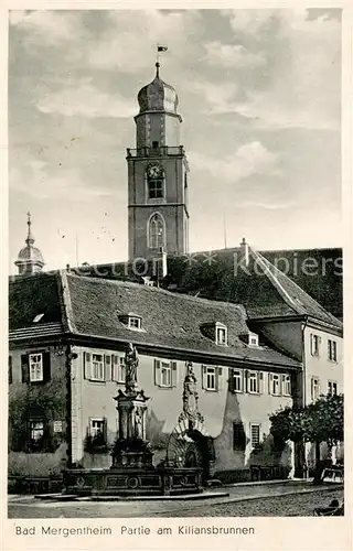 AK / Ansichtskarte Bad_Mergentheim Partie am Kiliansbrunnen Kirche Bad_Mergentheim