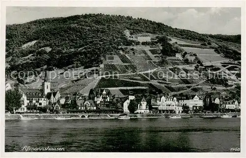 AK / Ansichtskarte Assmannshausen Panorama Blick ueber den Rhein Assmannshausen