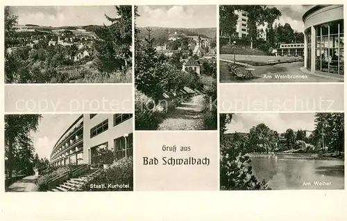 AK / Ansichtskarte Bad_Schwalbach Panorama Kurort Weinbrunnen Weiher Kurhotel Bad_Schwalbach