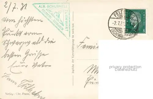 AK / Ansichtskarte Feldberg_1450m_Schwarzwald Feldbergturm 