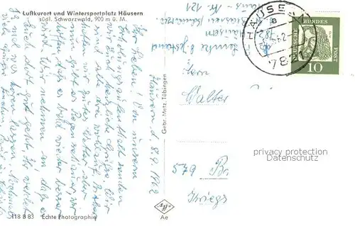 AK / Ansichtskarte Haeusern_Schwarzwald Fliegeraufnahme Haeusern Schwarzwald