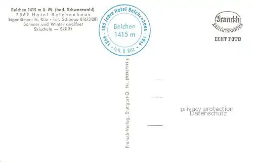 AK / Ansichtskarte Belchen_Baden Belchenhotel Panorama Belchen_Baden