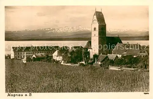 AK / Ansichtskarte Hagnau_Bodensee Panorama mit Kirche Hagnau Bodensee