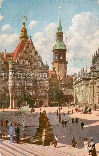 AK / Ansichtskarte Dresden_Elbe Georgentor und Schlossturm 