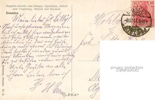 AK / Ansichtskarte Dresden_Elbe Zeppelin Aufnahme vom Zwinger Opernhaus Schloss Umgebung Altstadt und Neustadt 