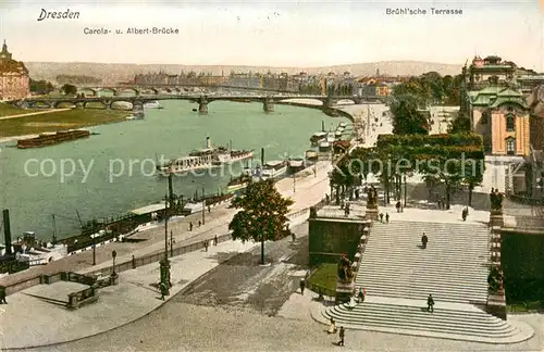 AK / Ansichtskarte Dresden_Elbe Carola und Albert Bruecke Bruehlsche Terrassen 