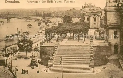 AK / Ansichtskarte Dresden_Elbe Freitreppe der Bruehlschen Terrassen 