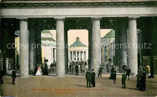 AK / Ansichtskarte Dresden_Elbe Intern Hygiene Ausstellung 1911 Haupteingang 