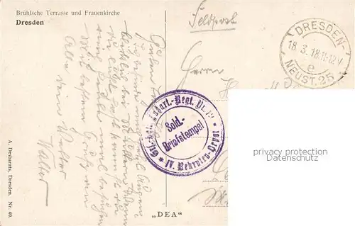 AK / Ansichtskarte Dresden_Elbe Bruehlsche Terrasse mit Frauenkirche 