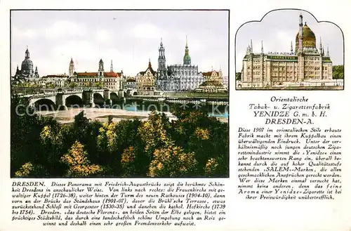 AK / Ansichtskarte Dresden_Elbe Friedrich August Bruecke Orientalische Tabak und Zigarettenfabrik 