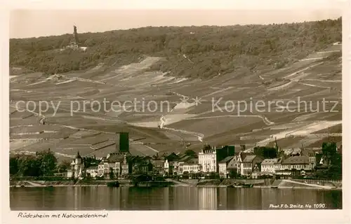 AK / Ansichtskarte Ruedesheim_am_Rhein Ansicht vom Rhein aus mit Nationaldenkmal 