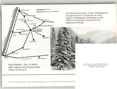 AK / Ansichtskarte Todtnau Hotel Waldeck Todtnau
