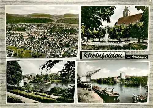 AK / Ansichtskarte Rheinfelden_Baden Fliegeraufnahme Kirche Brunnen Rheinpartien Rheinfelden_Baden