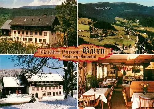 AK / Ansichtskarte Baerental_Feldberg Gasthof Pension Baeren Gaststube Feldbergblick Baerental Feldberg