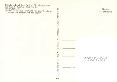 AK / Ansichtskarte Badenweiler Gaestehaus Burgblick Badenweiler