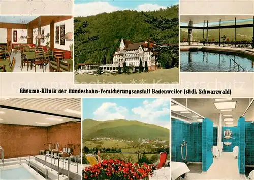 AK / Ansichtskarte Badenweiler Rheumaklinik der Bundesbahn Versicherungsanstalt Gastraum Hallenbad Panorama Sanitaerraeume Badenweiler