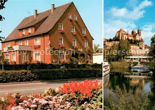 AK / Ansichtskarte Breisach_Rhein Hotel Restaurant Breisacher Hof Rheinpartie mit Muenster Breisach Rhein