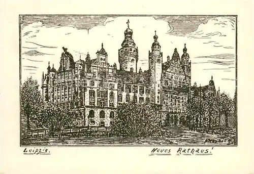 AK / Ansichtskarte Leipzig Neues Rathaus Kuenstlerkarte Leipzig