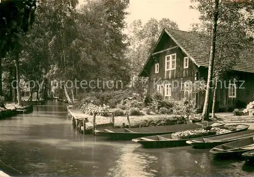 AK / Ansichtskarte Beeskow Spreewaldhaus Kaehne Wasserstrasse Beeskow