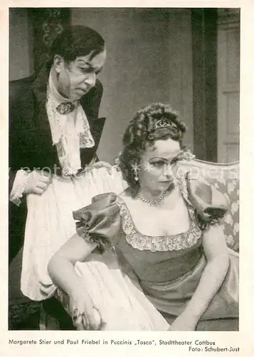 AK / Ansichtskarte Cottbus Margarete Stier und Paul Friebel in Puccinis Tosca Stadttheater Theaterkalender Cottbus
