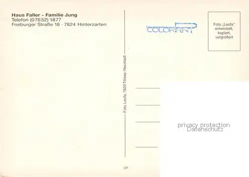 AK / Ansichtskarte Hinterzarten Haus Faller Hinterzarten