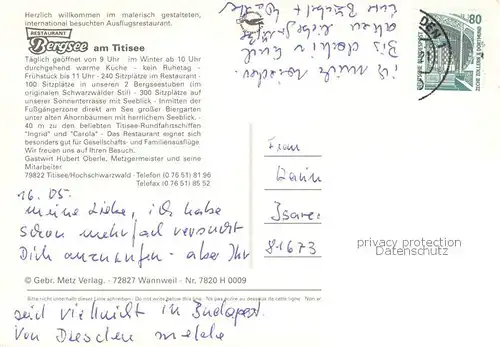 AK / Ansichtskarte Titisee Restaurant Bergsee Gastraeume Freiterrasse Panorama Titisee