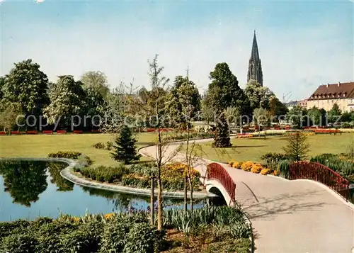 AK / Ansichtskarte Freiburg_Breisgau Stadtgarten mit Muenster Freiburg Breisgau